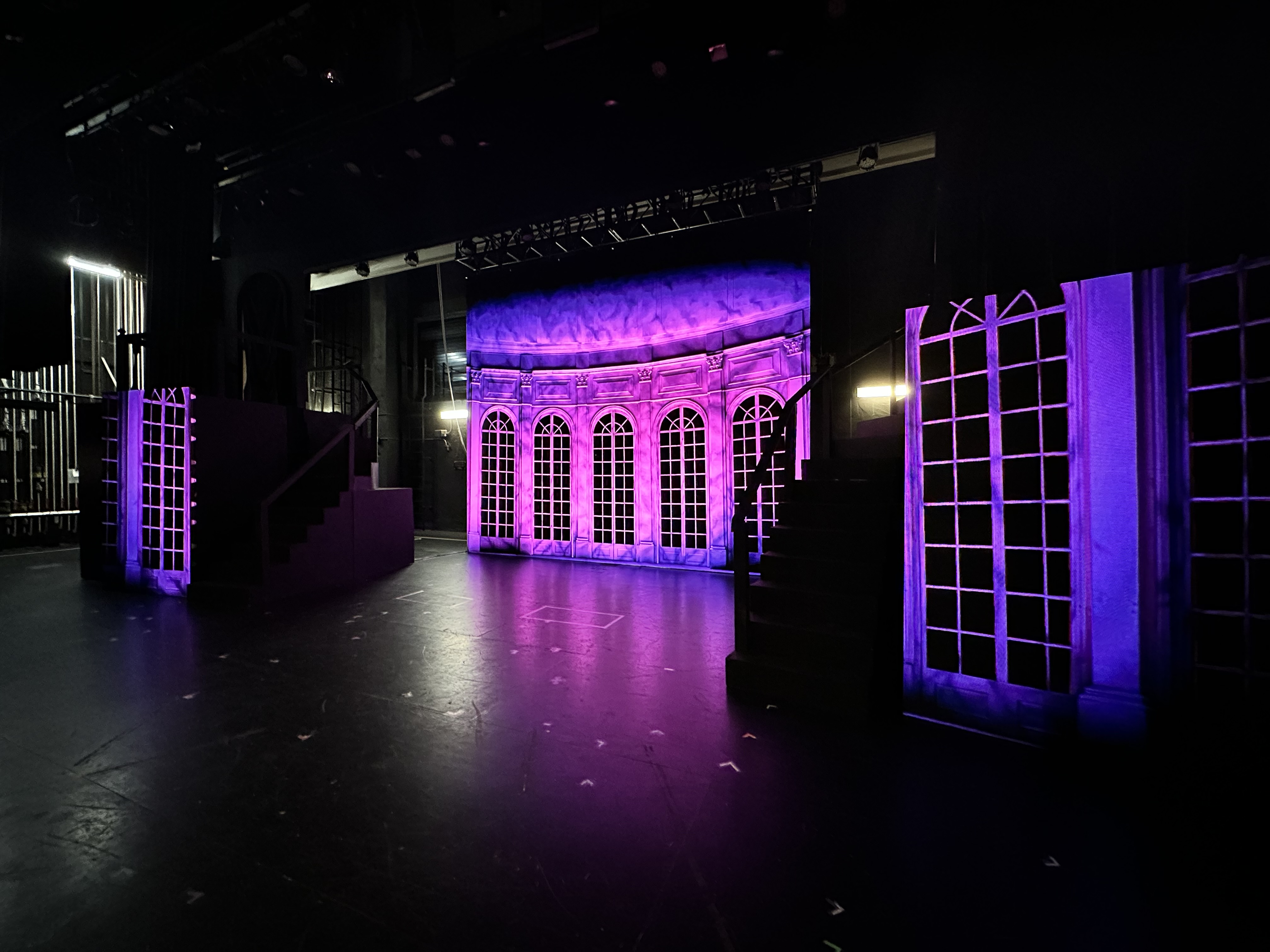 Theatre LED set with purple scenic design